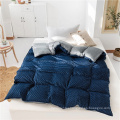 blue minky and grey cooling bamboo duvet cover  for weighted blanket calming comforter cover for hot sleepers